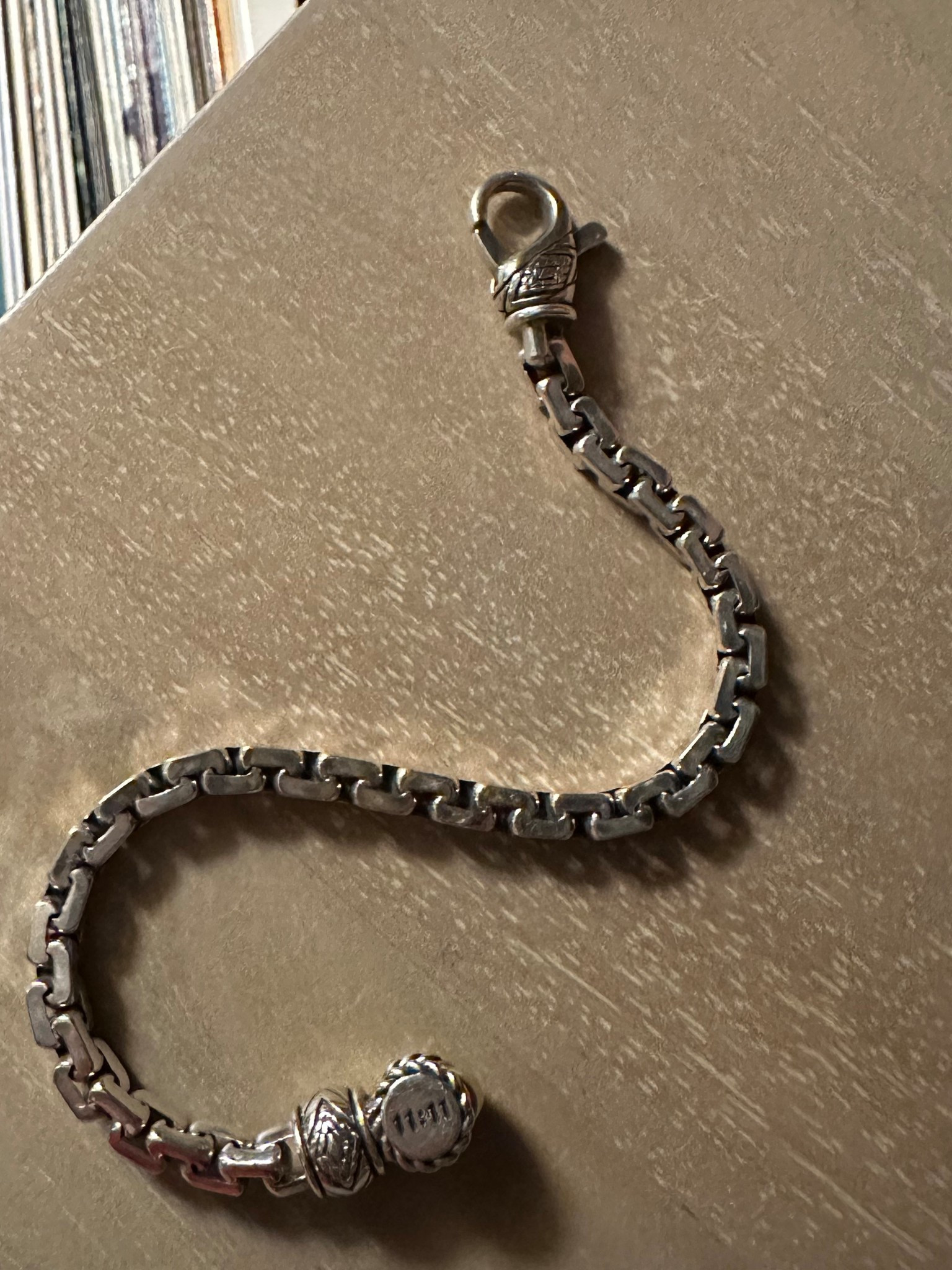 JAI jewelry mirror box bracelet. I have the 6mm. This is a substantial sterling silver piece. You’ll have it forever and pass it down. It has 11:11 on the clasp which is an angel number that is meaningful to me. ♥️