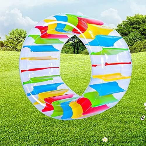 Tzsmat 65" Diameter Kids Colorful Inflatable Wheel Roller Pool Float for Pool Lake Outdoor Backya... | Amazon (US)