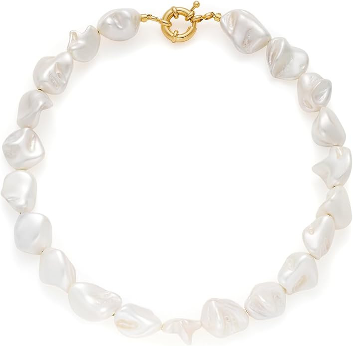 LILIE&WHITE Shell Necklace For Women White Chunky Shell Gemstone Necklace Colorful Summer Beach N... | Amazon (US)