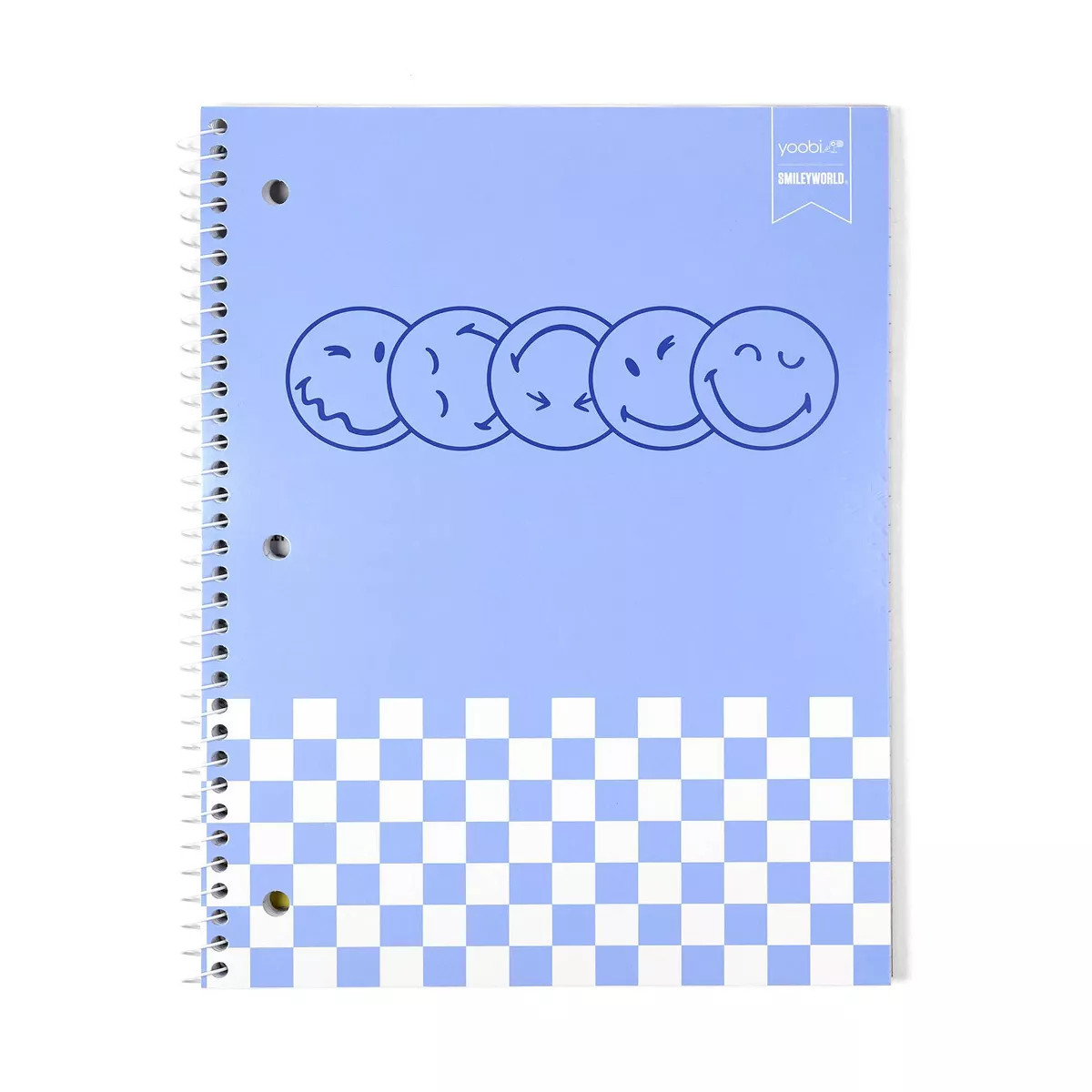 Yoobi SmileyWorld 1 Subject Notebooks 8"x10.5" Wide Ruled Blue Smiley Checker | Target
