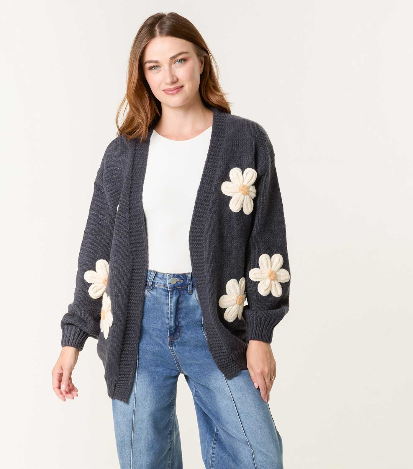 Blue Vanilla Navy Daisy Applique Cardigan | New Look | New Look (UK)
