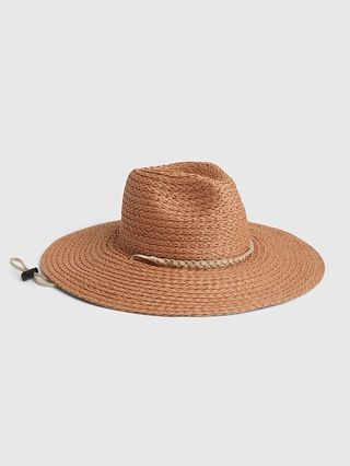 Wide Brim Straw Hat with Strap | Gap (US)