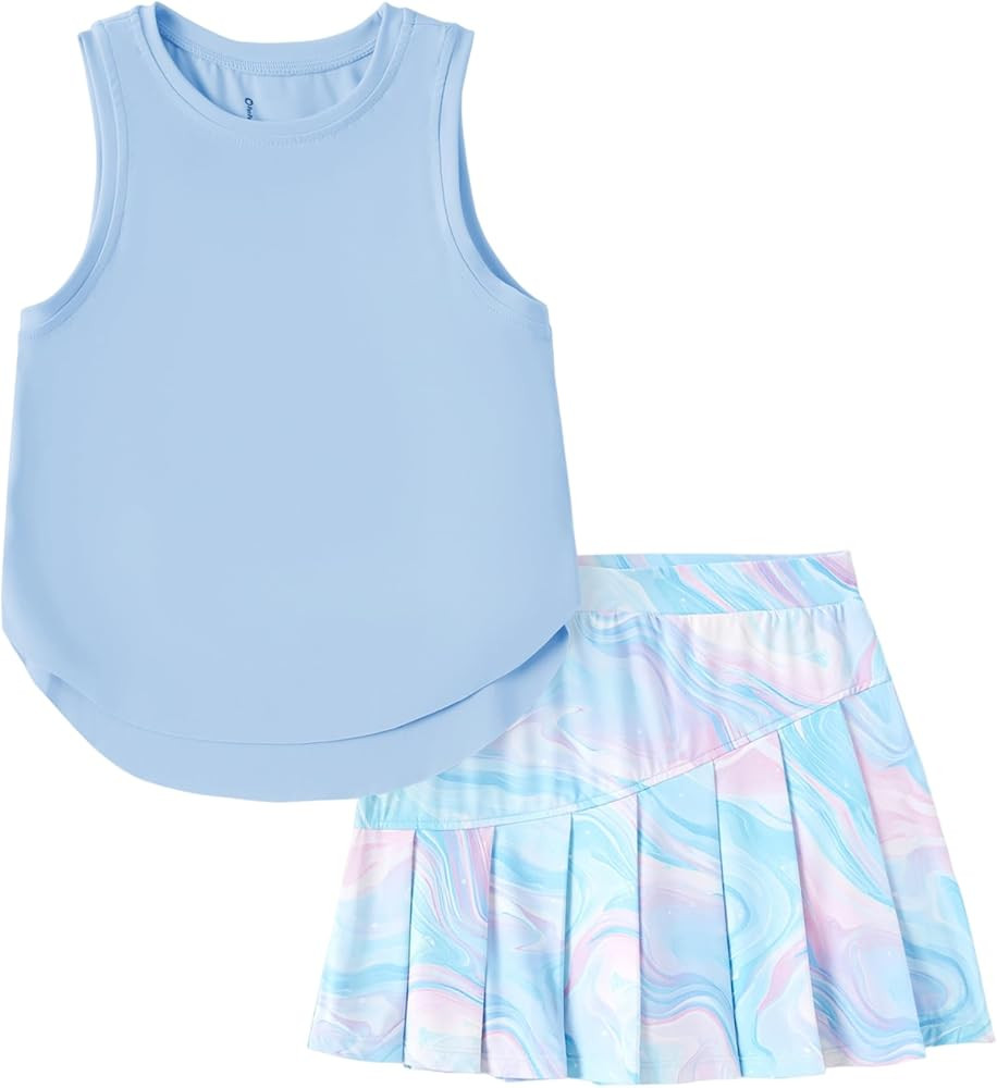 PATPAT Girls Tennis Skirt Sets Moisture Wicking Tank Tops and Pleated Skirts 2 Piece Outfits Acti... | Amazon (US)
