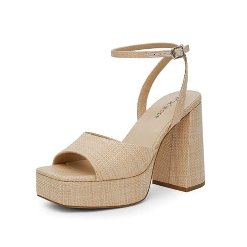 Modatope Women's Braided Platform Heels Open Toe Ankle Strap Sandals Platform Chunky Heels Pumps Size 7.5 | Amazon (US)