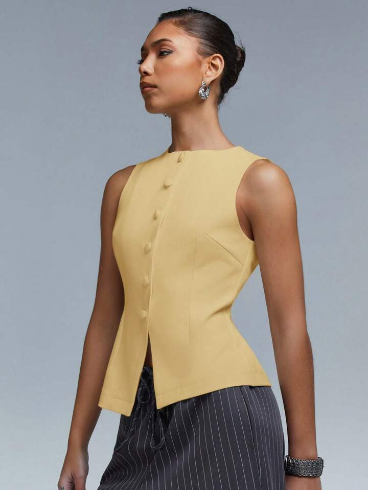 Athîral Women Casual Sleeveless Top, Solid Color, For Work | SHEIN