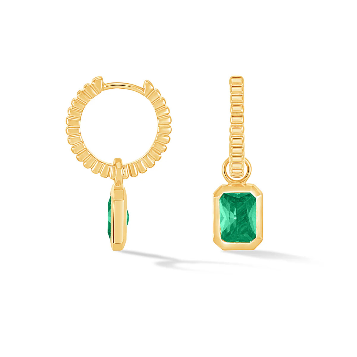Green Garnet Humbug Huggie Charm Hoops | Dower & Hall