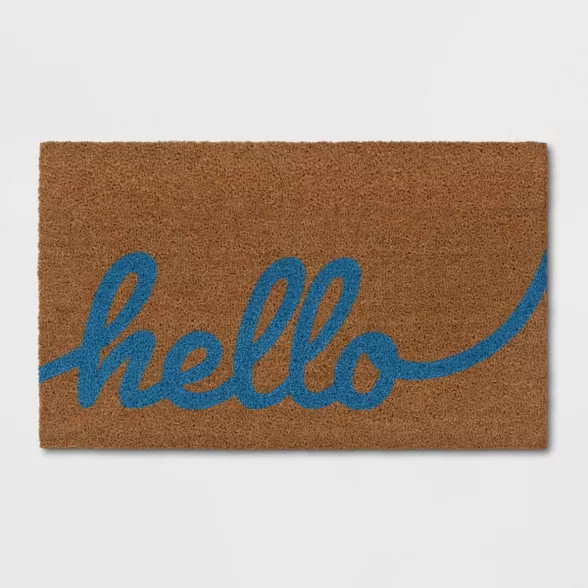 1'6"X2'6" Hello Coir Doormat Blue - Threshold™ | Target