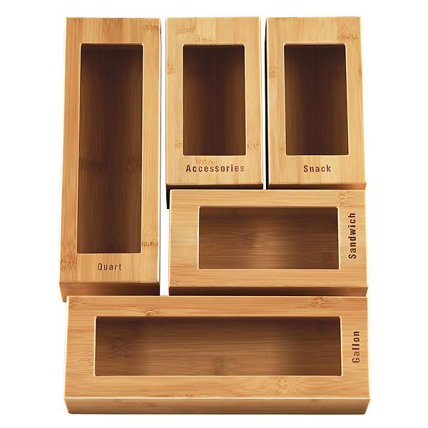 The Container Store Bamboo Plastic Bag Organizer Set of 5 | The Container Store