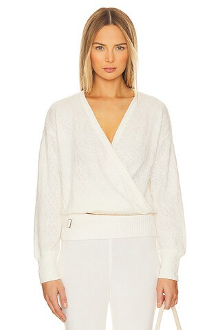 Bobi Wrap Front Long Sleeve Top in White from Revolve.com | Revolve Clothing (Global)
