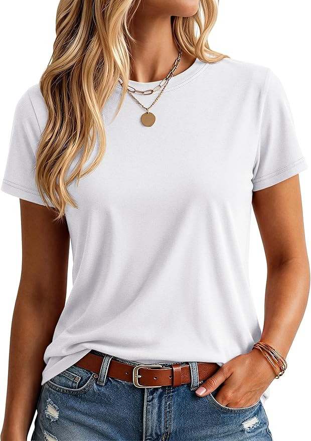 YUCOLEN Women's Cotton Tshirts Crew Neck Short Sleeve Shirts for Woman Basic Soild Color Summer T... | Amazon (US)
