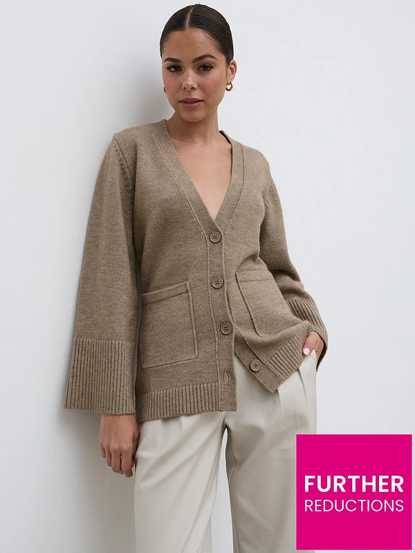 Pretty Lavish Chunky Cuff Cardigan - Brown | Very (UK)