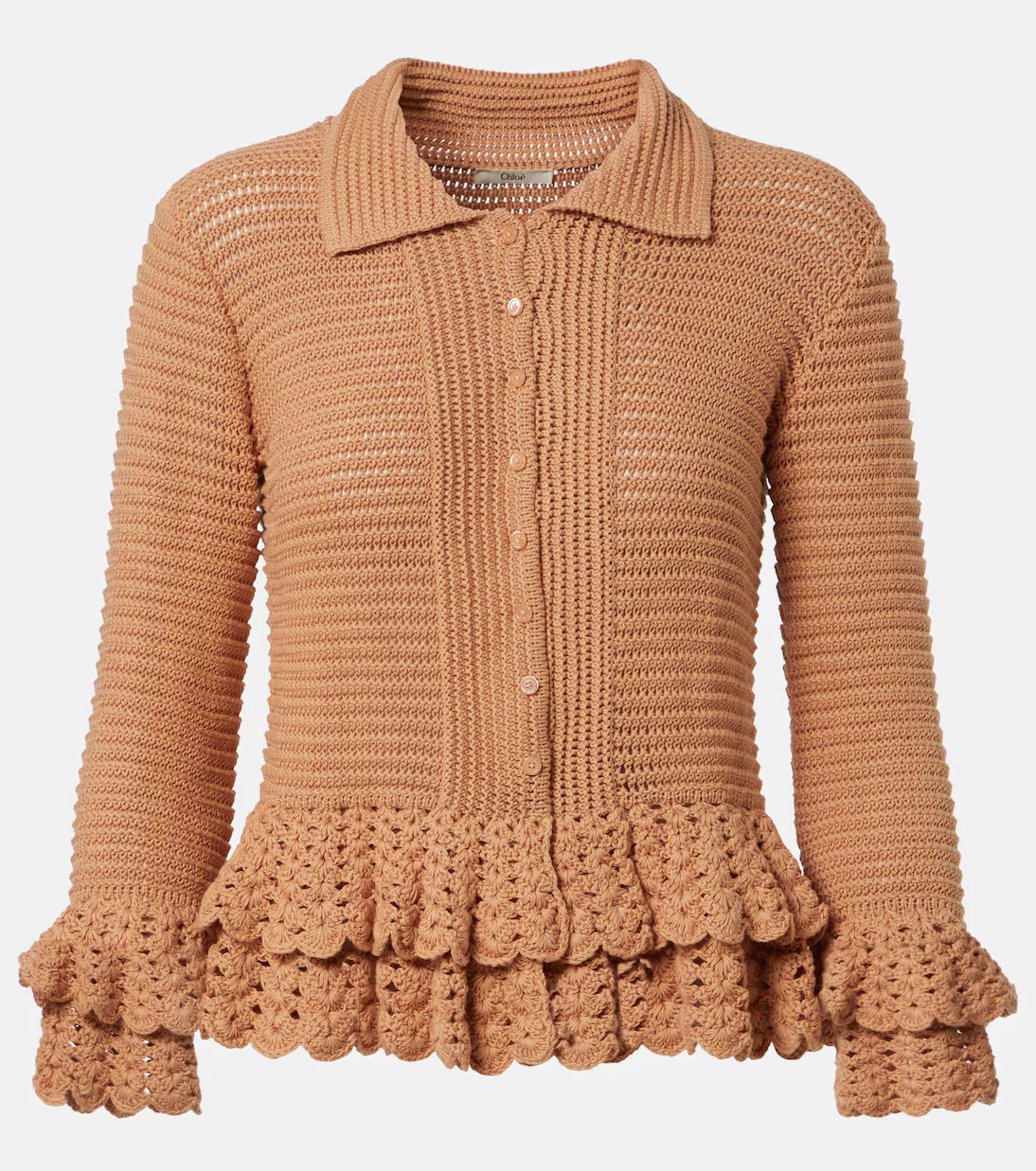 Ruffled crochet cotton cardigan | Mytheresa (US/CA)