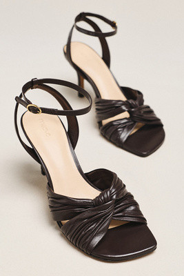Maeve Leather Cross Ankle-Strap Heeled Sandals | Anthropologie (US)