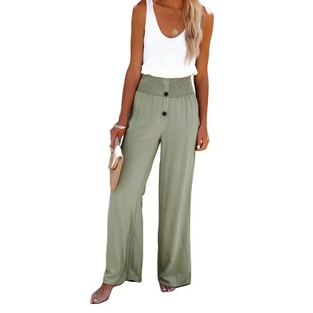 ASashitenel Women Palazzo Pants Wide Leg Trouser High Waist Cinch Bottom Sweatpants Casual Gym Yoga  | Walmart (US)