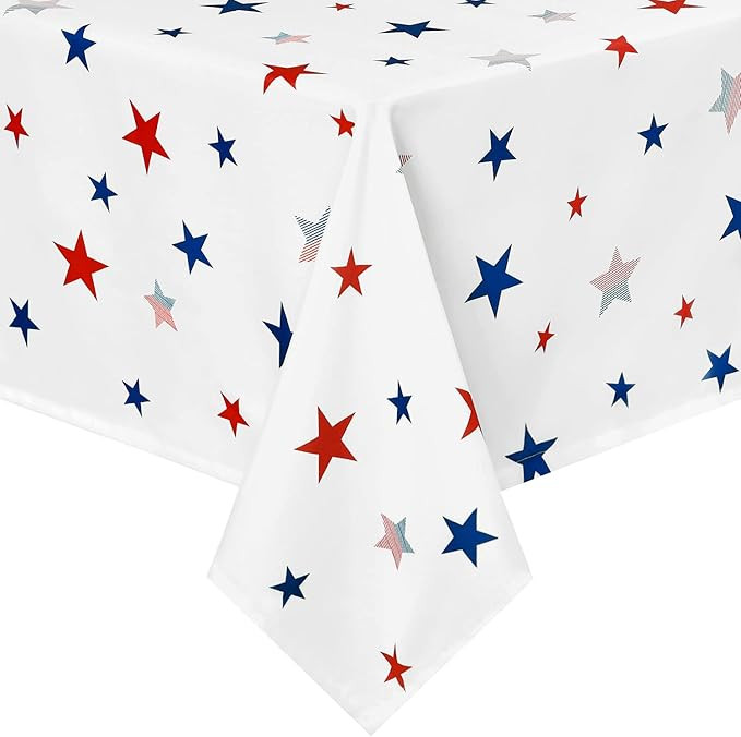 DWCN Independence Day Patriotic Tablecloth Square - Waterproof Spillproof Stain Resistant Star Pa... | Amazon (US)