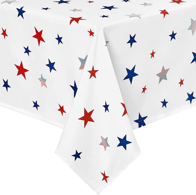 DWCN Independence Day Patriotic Tablecloth Square - Waterproof Spillproof Stain Resistant Star Pa... | Amazon (US)