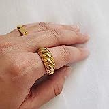 Croissant Ring Dome Ring Statement Ring Stackable Twist Ring Twist Gold Ring band wedding engagement | Amazon (US)