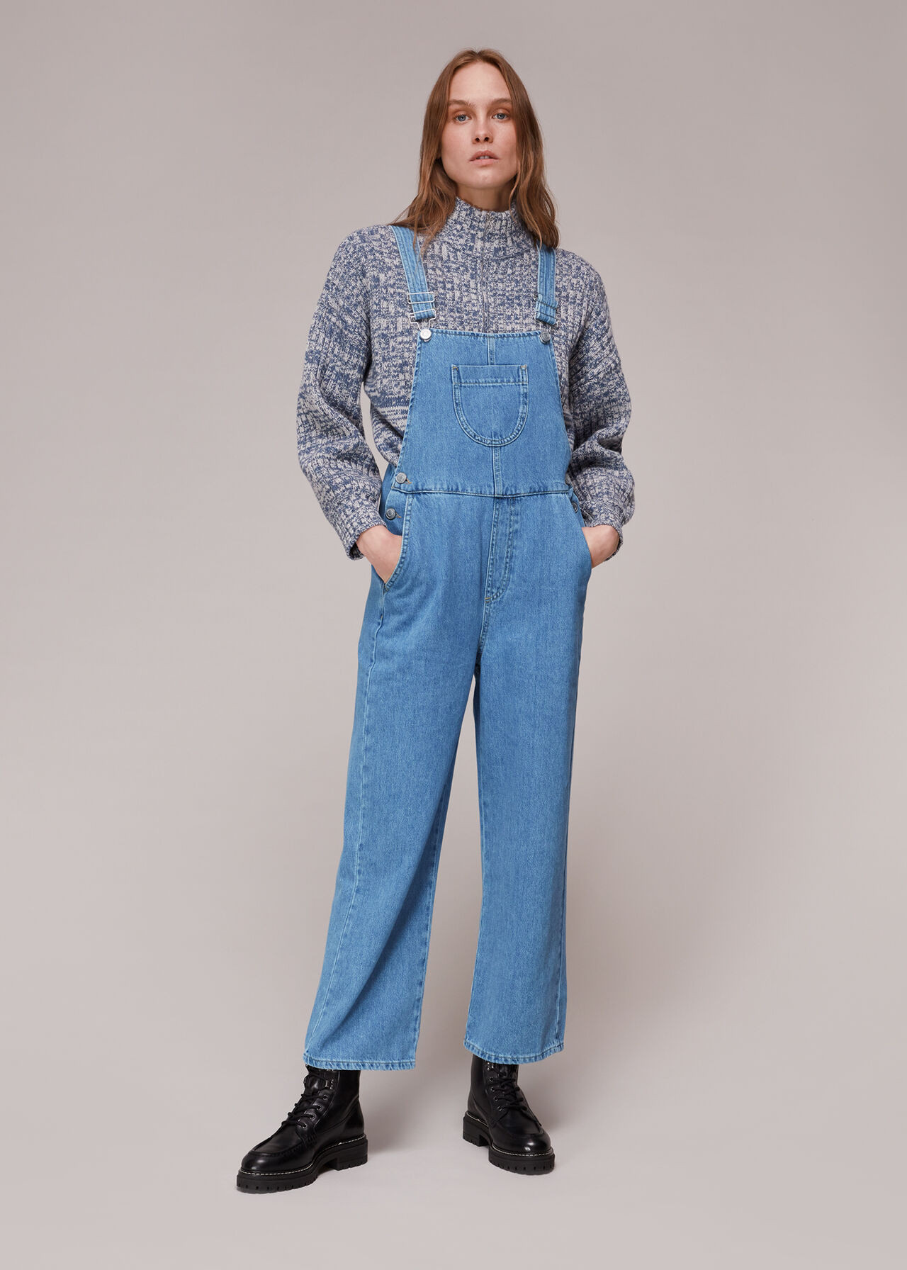 Denim Leni Denim Dungaree | WHISTLES | Whistles UK | | Whistles