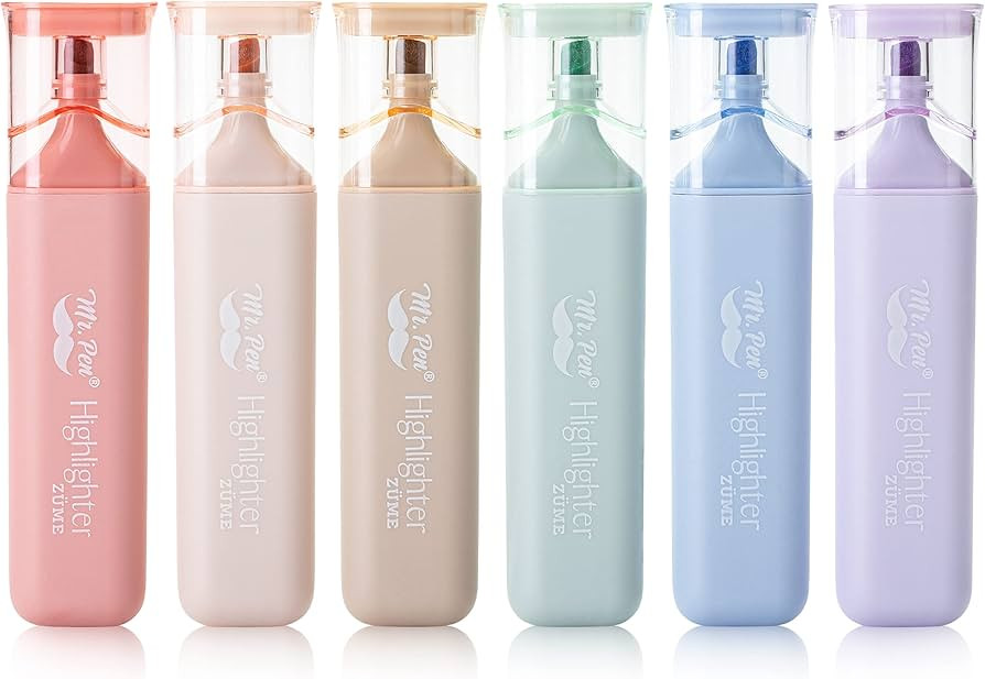 Mr. Pen- Highlighters Pastel Assorted Colors for Books, 6 Pack, Morandi Colors, Chisel Tip | Amazon (US)