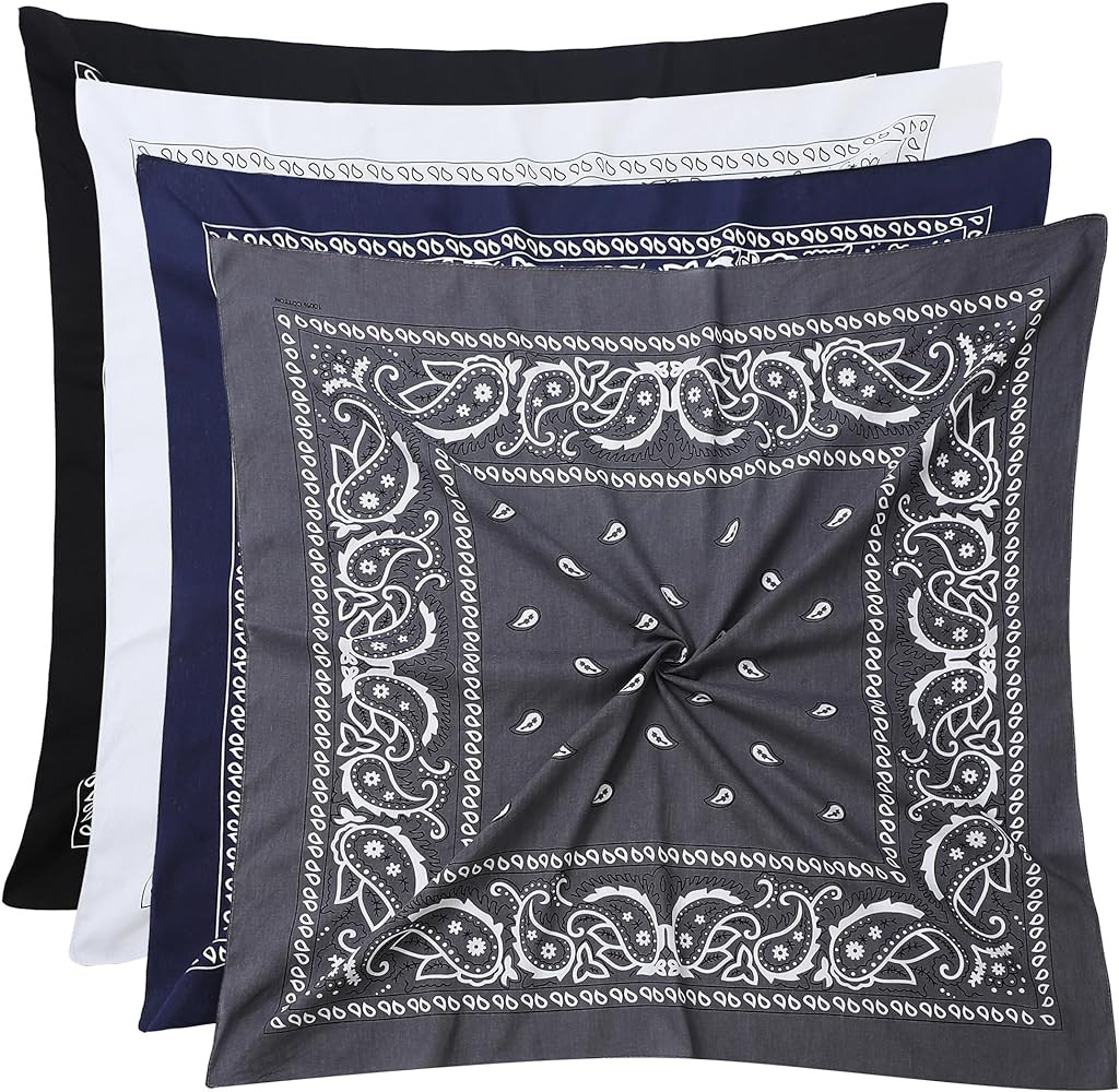 100% Cotton 27" x 27" Large Bandanas for Men & Women, Multi-Purpose Bandana Headbands, Square Hea... | Amazon (US)