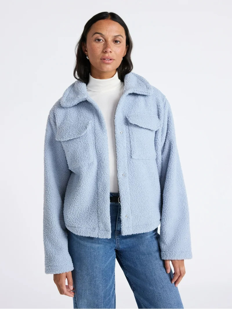 Time and Tru Women's Boucle Trucker Jacket, Midweight, Sizes XS-2X | Walmart (US)