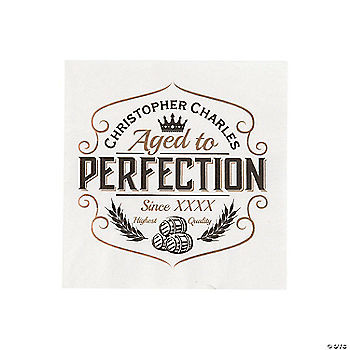 Bulk 50 Pc. Personalized Vintage Aged to Perfection Beverage Napkins | Oriental Trading | Oriental Trading Company