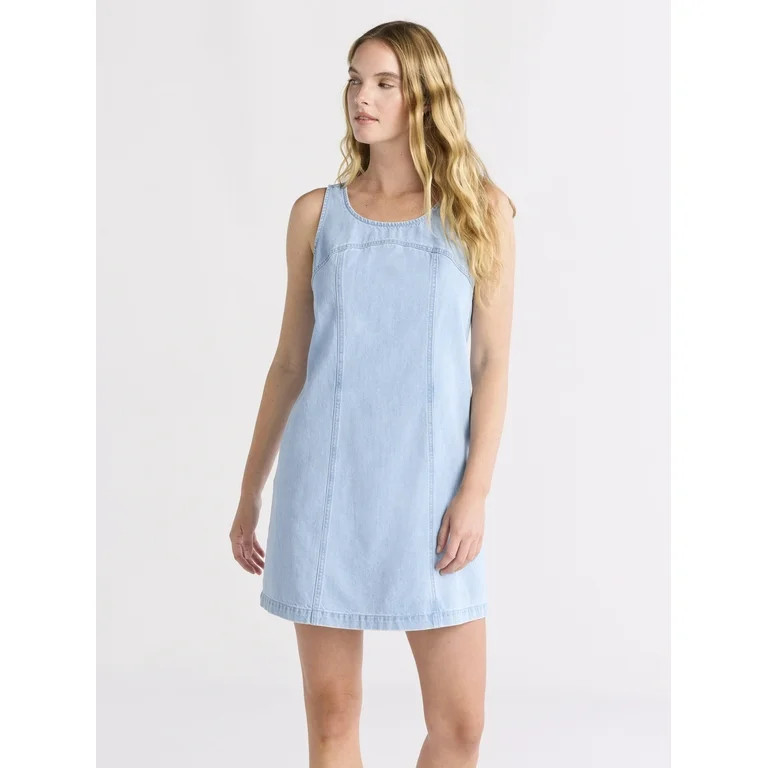 Time and Tru Women's Denim Shift Mini Dress, Sizes XS-XXXL | Walmart (US)
