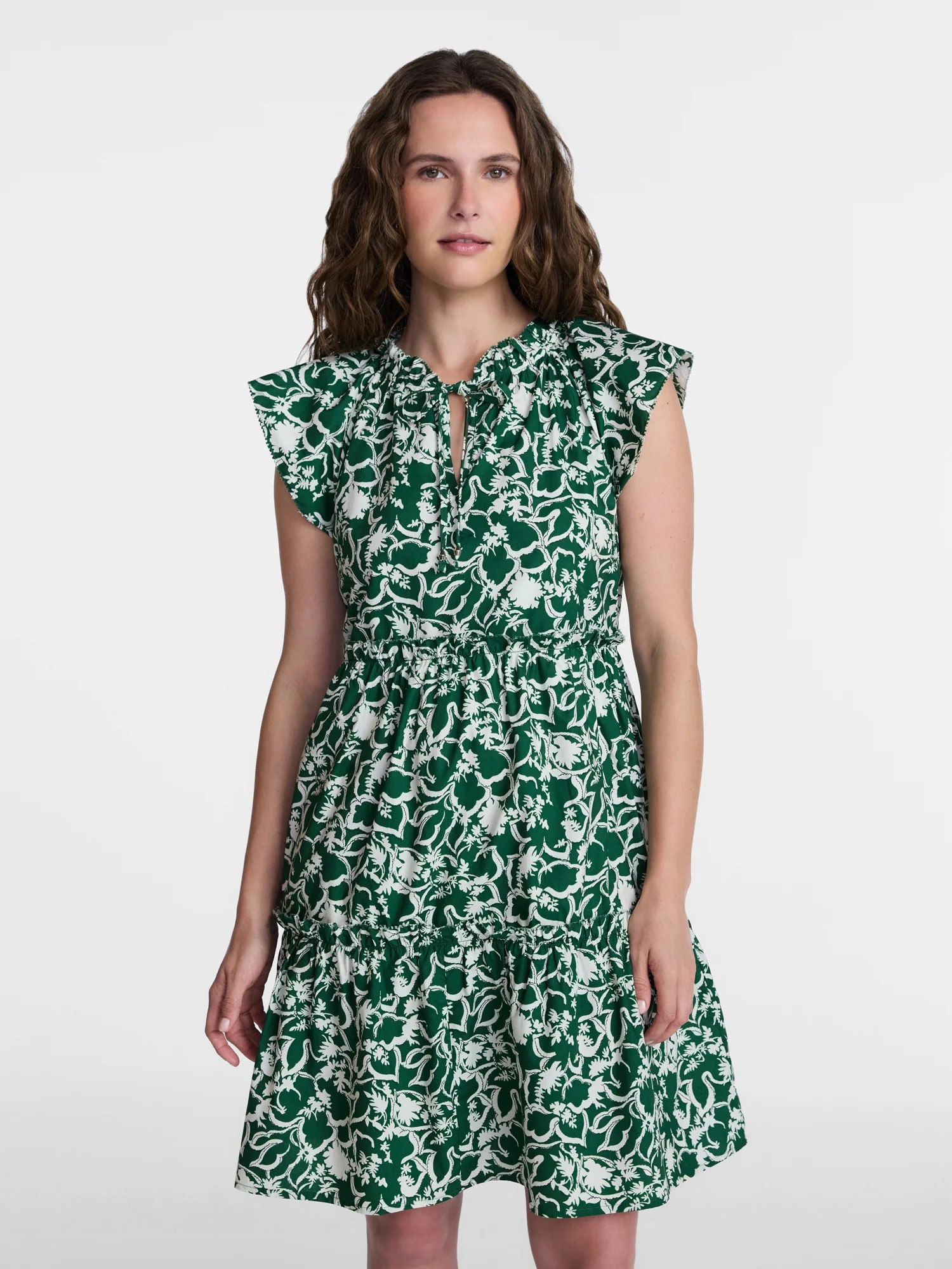 Time and Tru Women's Mini Dress with Flutter Sleeves, Sizes XS-4X | Walmart (US)