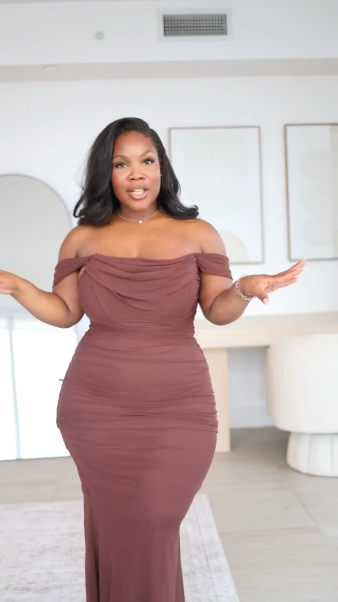 Affordable fall wedding guest dresses under $50 Featuring this brown number 🤌🏾 

Wedding guest dress, fall outfits, curvy girl fashion, under $50, Emmy petit

#LTKMidsize #LTKWedding #LTKPetite