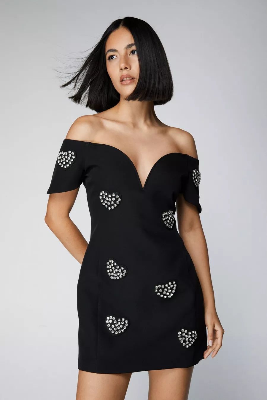 Embellished Diamante Heart Mini Dress | Nasty Gal US