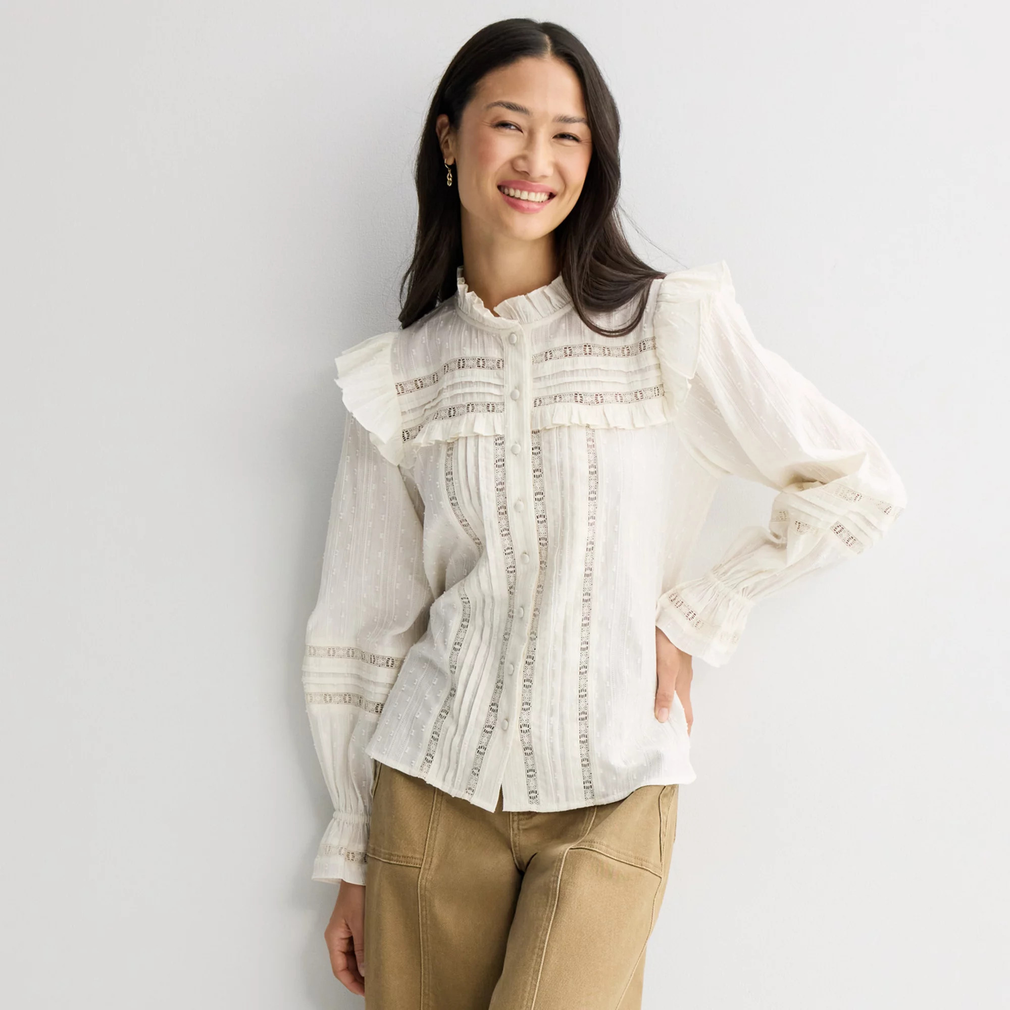 Women's Farmers Market Long Sleeve Eyelet Blouse | Kohl's