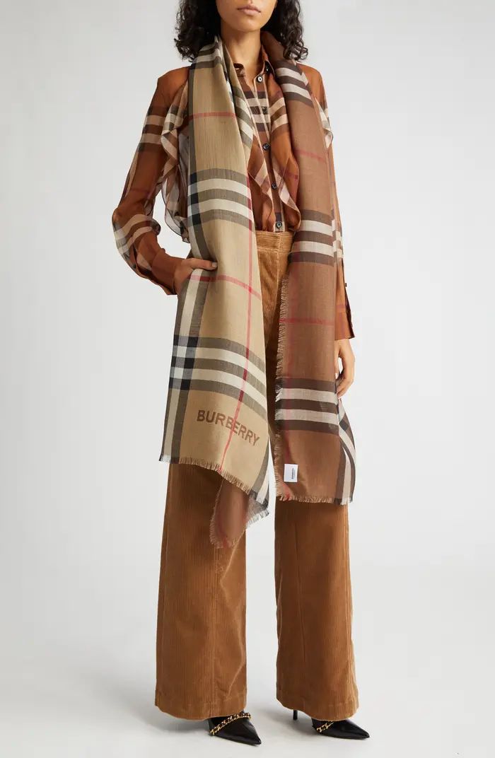 Giant Check Wool & Silk Scarf | Nordstrom