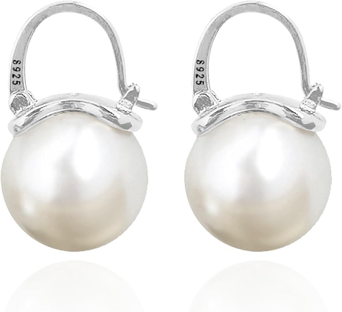 OwMell Elegant 925 Sterling Silver Pearl Drop Earrings Dangle Stud Gold Plated Earrings for Women... | Amazon (US)