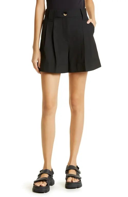 Ganni Pleated Shorts in Black at Nordstrom, Size 14 Us | Nordstrom