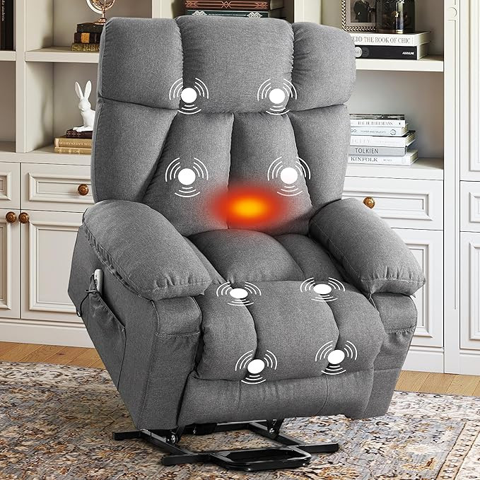 Power Lift Recliner Chair for Elderly, Big and Tall Lift Chair with Massage and Heat for Living R... | Amazon (US)