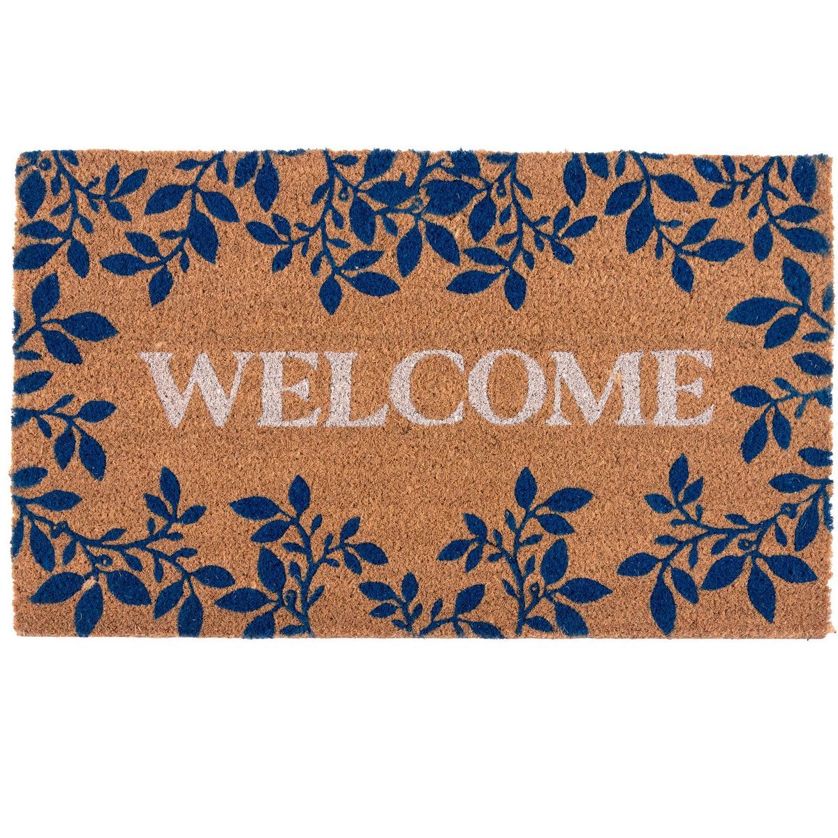 Shiraleah "Welcome" Blue Floral Doormat | Target