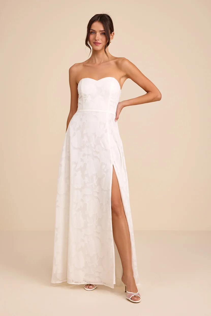 Garden of Romance White Burnout Maxi Dress | white floral dress | white wedding dress  | Lulus
