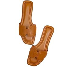 Stratuxx Kaze Womens Flat Sandals Flat Slide Sandals Band Sandals White Black Brown Metallic Sand... | Amazon (US)