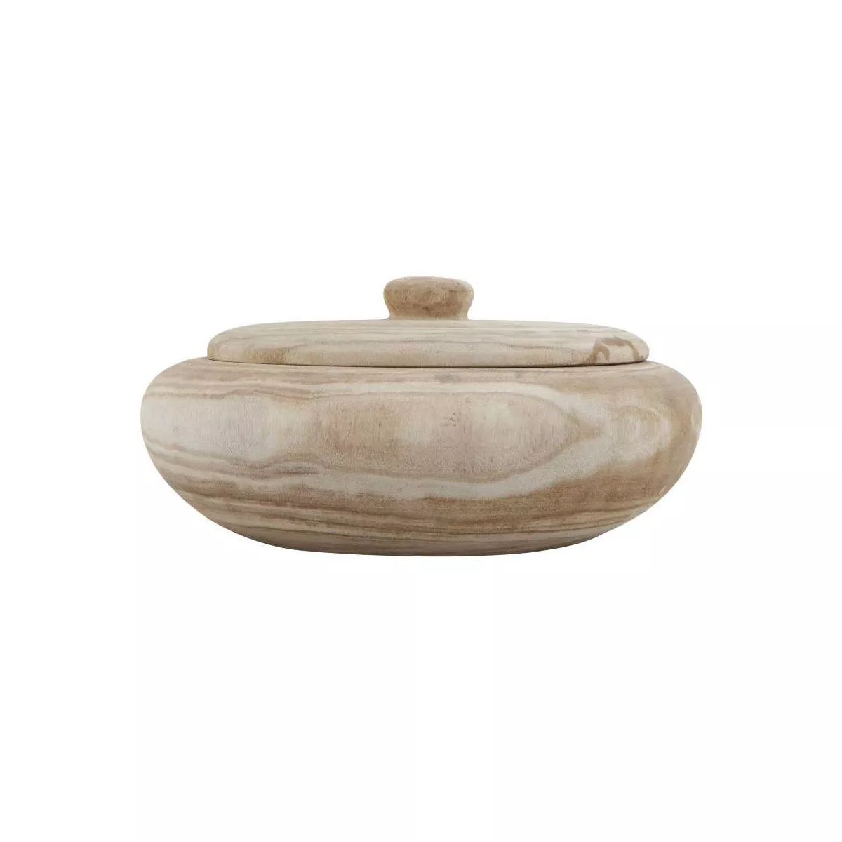 4" x 11.5" Decorative Paulownia Wood Container with Lid Natural - Storied Home | Target