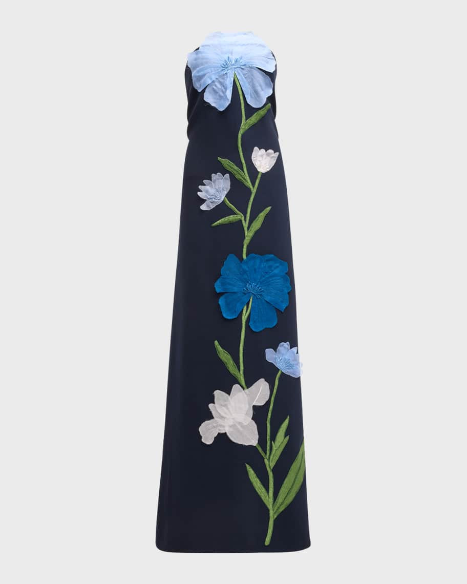 Lela Rose Strapless Floral Embroidered Gown | Neiman Marcus