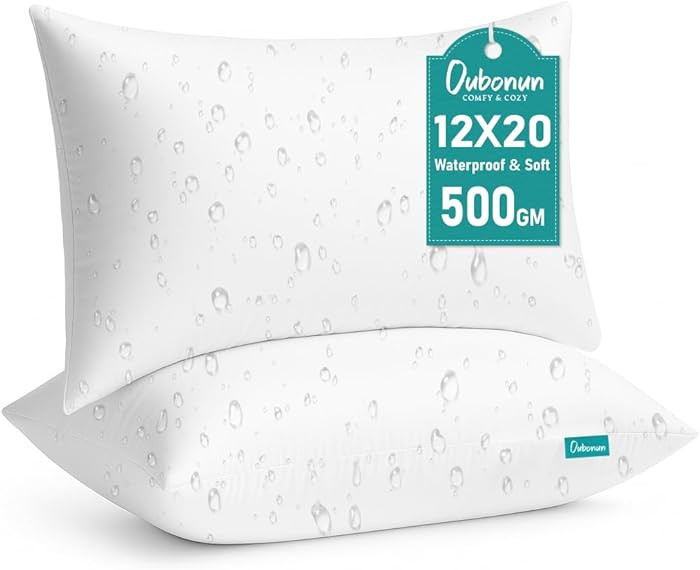 Oubonun 12x20 Waterproof Outdoor Lumbar Pillow Inserts – Set of 2 Soft & Fluffy, Water Resistan... | Amazon (US)