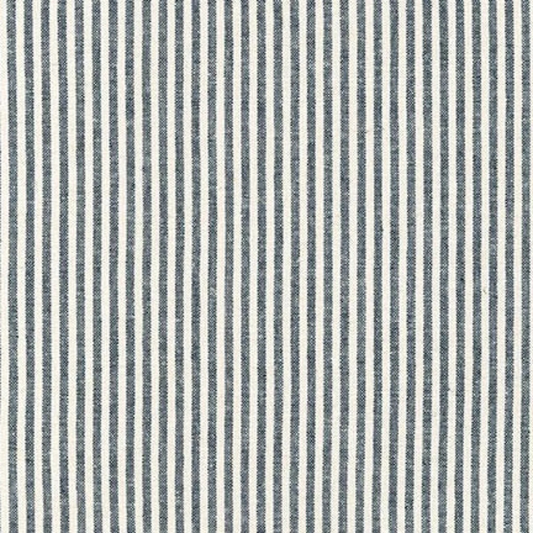 Indigo Stripe From Essex Yarn Dyed Classic Wovens From Robert Kaufman 1/2 Yard Stripe Linen Navy ... | Etsy (US)
