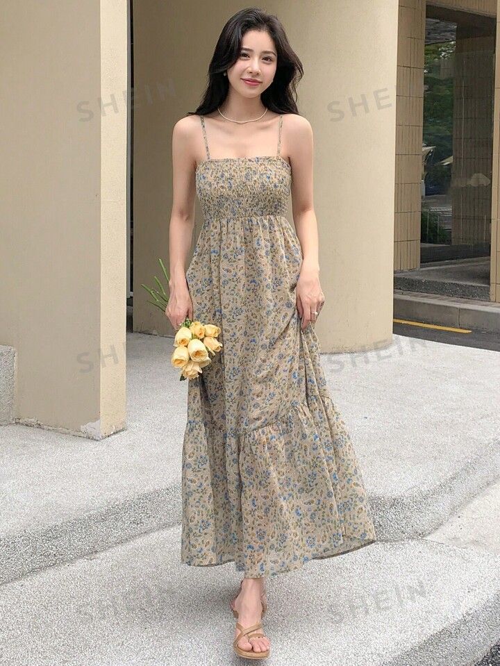 DAZY Ditsy Floral Print Ruffle Hem Cami Dress | SHEIN