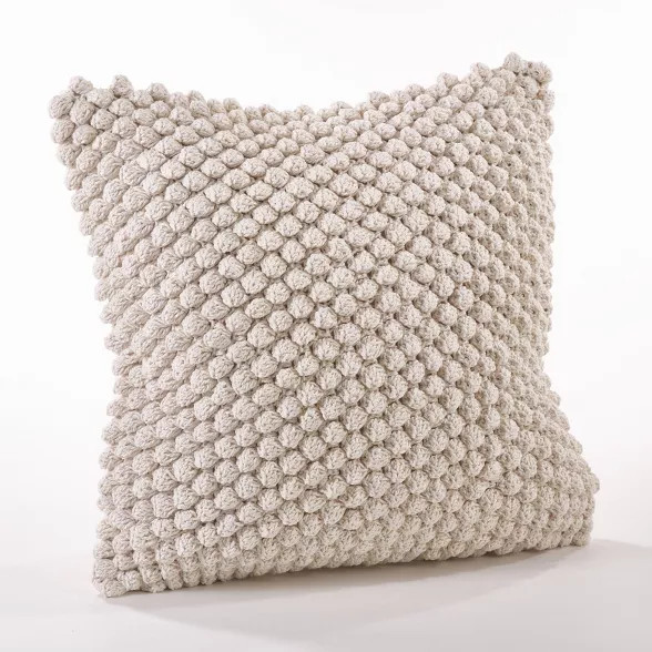 Down Filled Crochet Pompom Pillow - Saro Lifestyle | Target