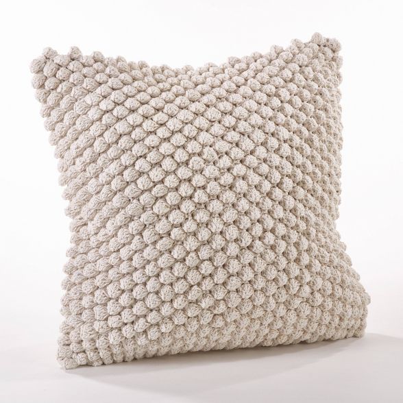 Down Filled Crochet Pompom Pillow - Saro Lifestyle | Target