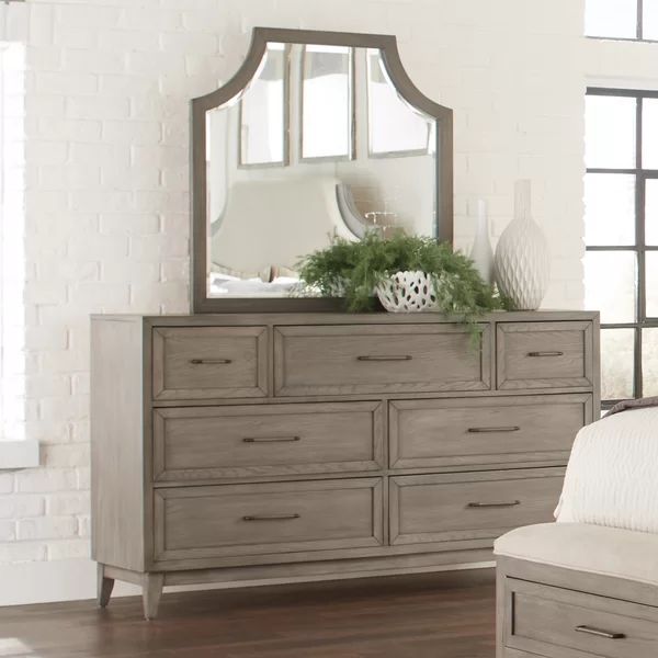Karson 7 Drawer 66'' W Solid Wood Double Dresser with Mirror | Wayfair North America