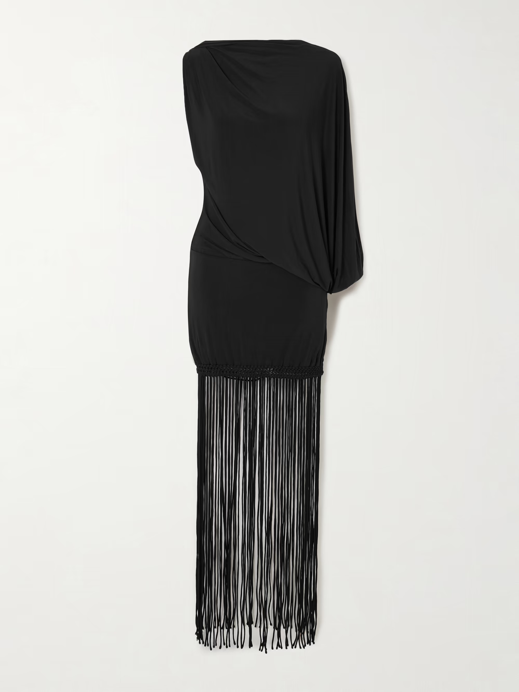 Colmar one-sleeve fringed draped stretch-jersey dress | NET-A-PORTER APAC