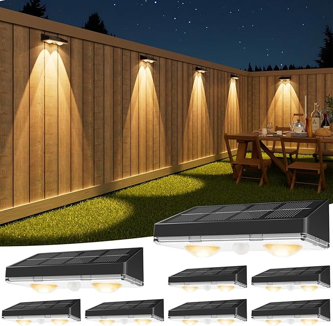 VOLISUN Solar Fence Lights, 8 Pack Solar Powered Fence Lights Outdoor with Warm White LED Spot Le... | Amazon (US)