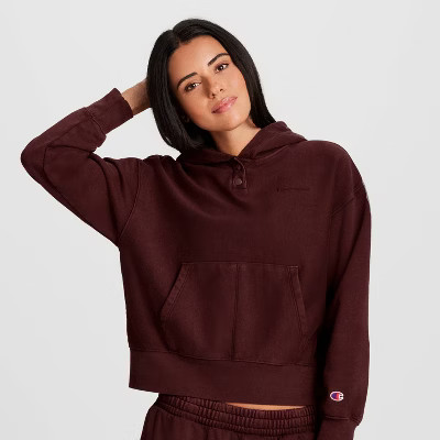 Champion Women's Vintage Wash Fleece Hooded Sweatshirt - Maroon XS | Target