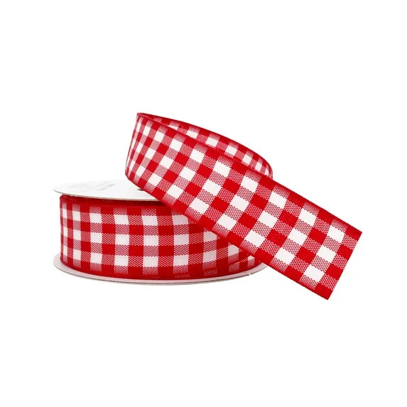 7/8'' x 5yd. Red Gingham Ribbon by Celebrate It® | Walmart (US)